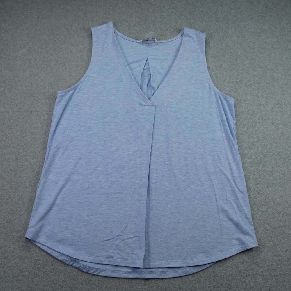 Tommy Bahama Tank Top Womens XS Blue Casual V-Neck Pleated Sleeveless
